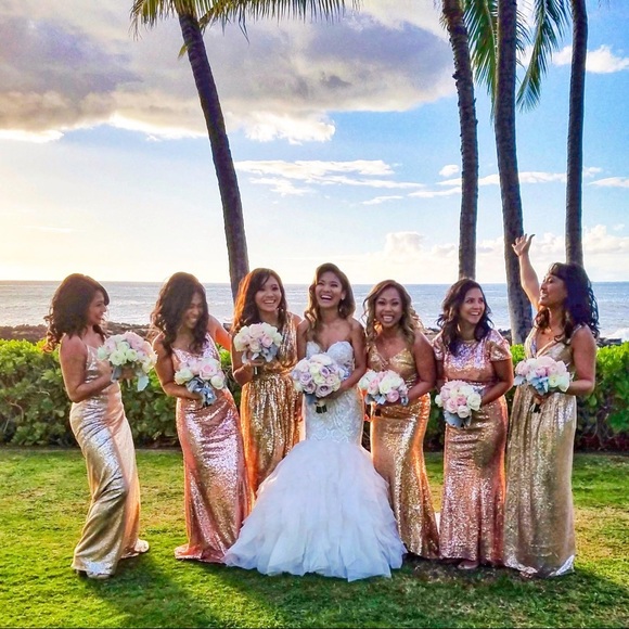 Gold Sequin Dress with Train - Picture 4 of 8