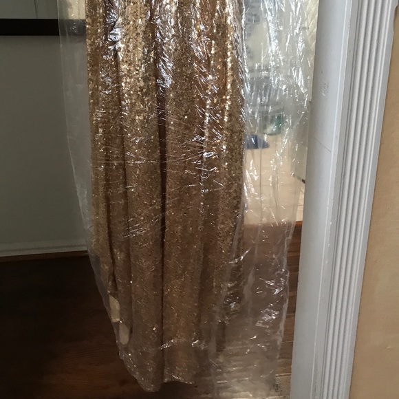 Gold Sequin Dress with Train - Picture 7 of 8