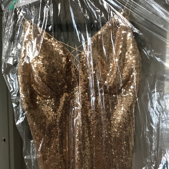 Gold Sequin Dress with Train - Picture 8 of 8