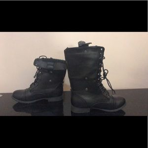 Black adjustable combat boots