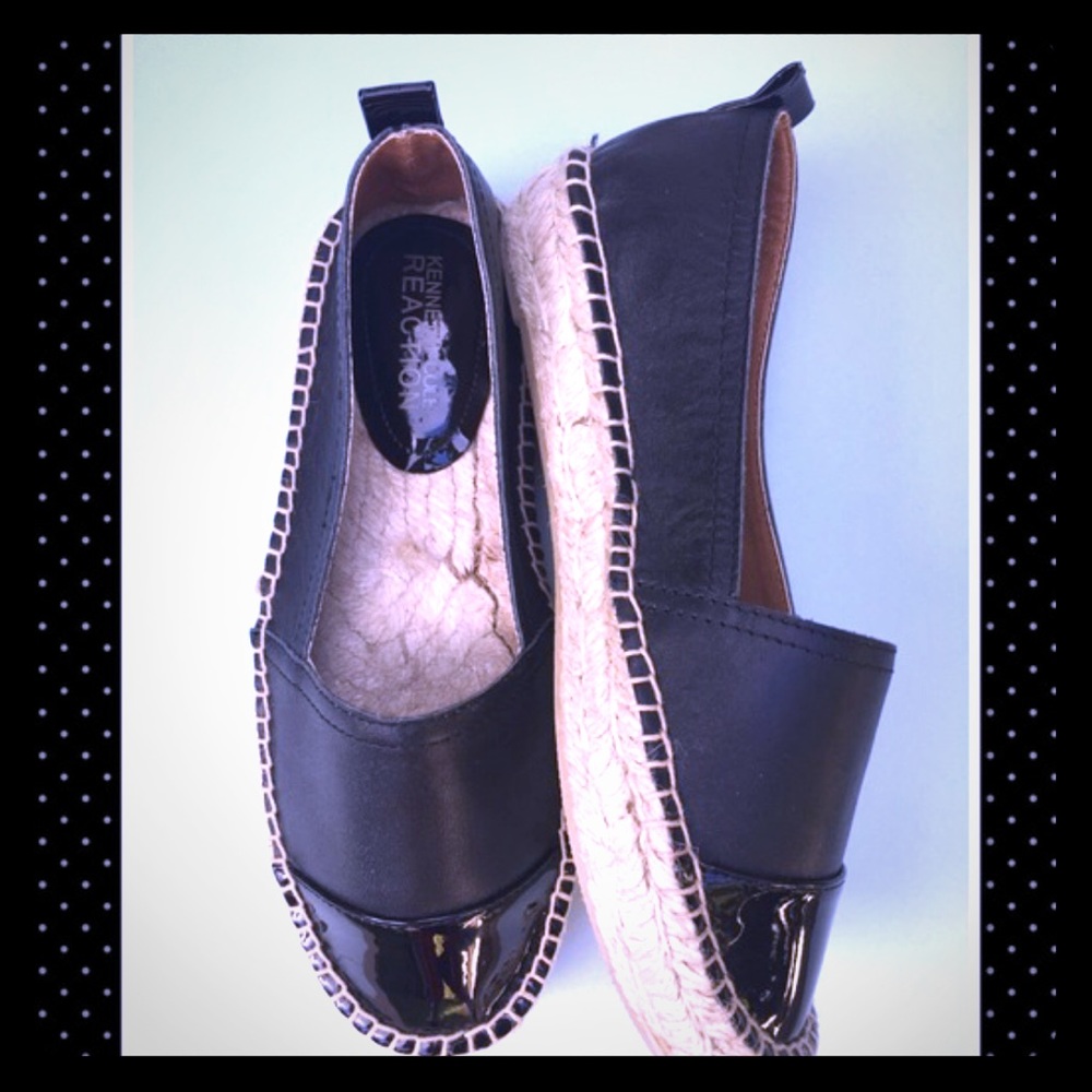 Black Leather Espadrilles