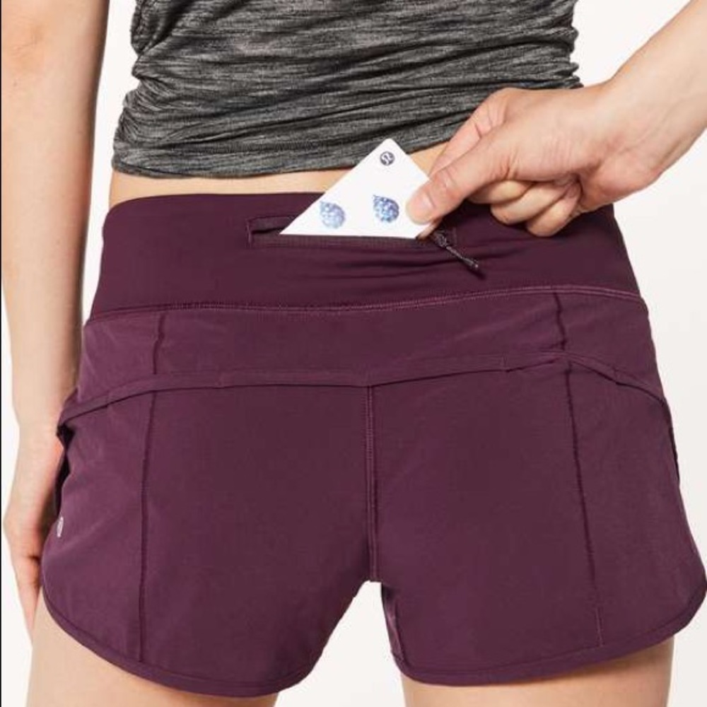 Maroon Lululemon 4-way stretch shorts