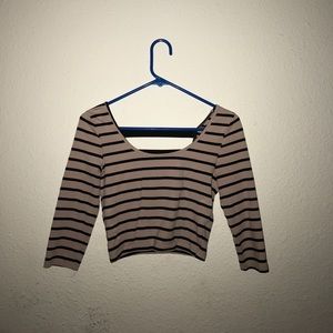 Striped long sleeve crop top