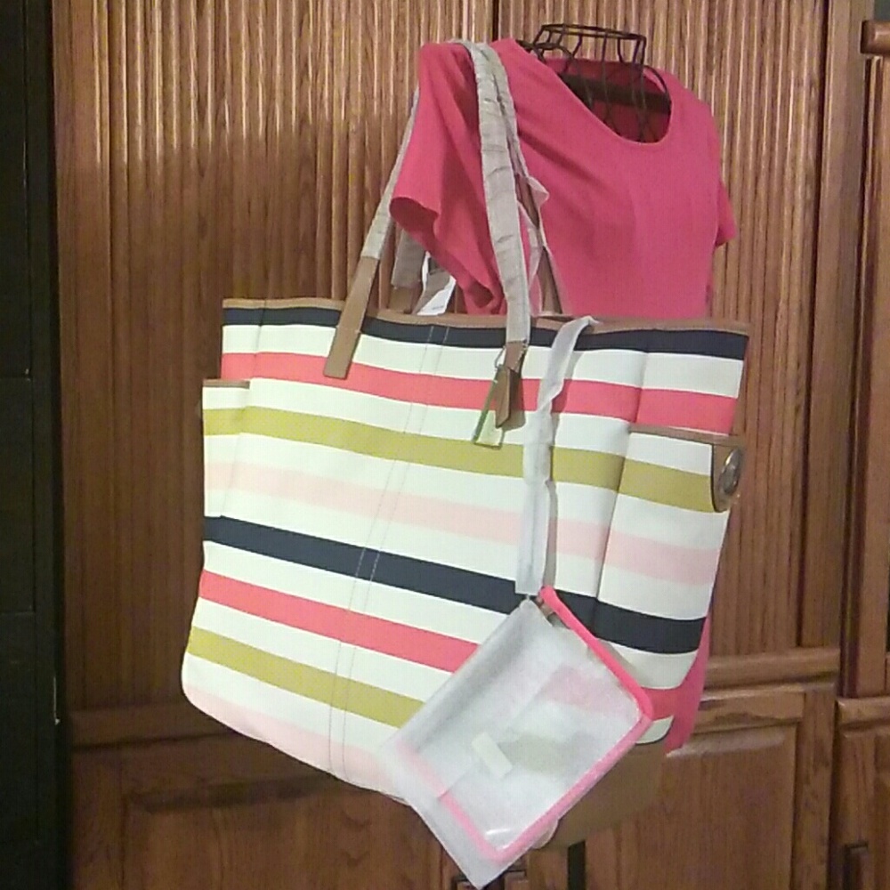 🛍️👜 FLASH SALE AUTHENTIC COACH MULTI STRIPE TOTE