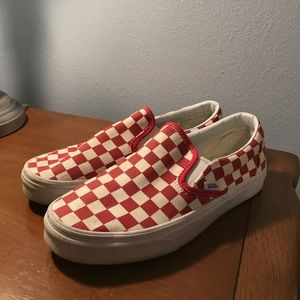 Red and white checkered vans