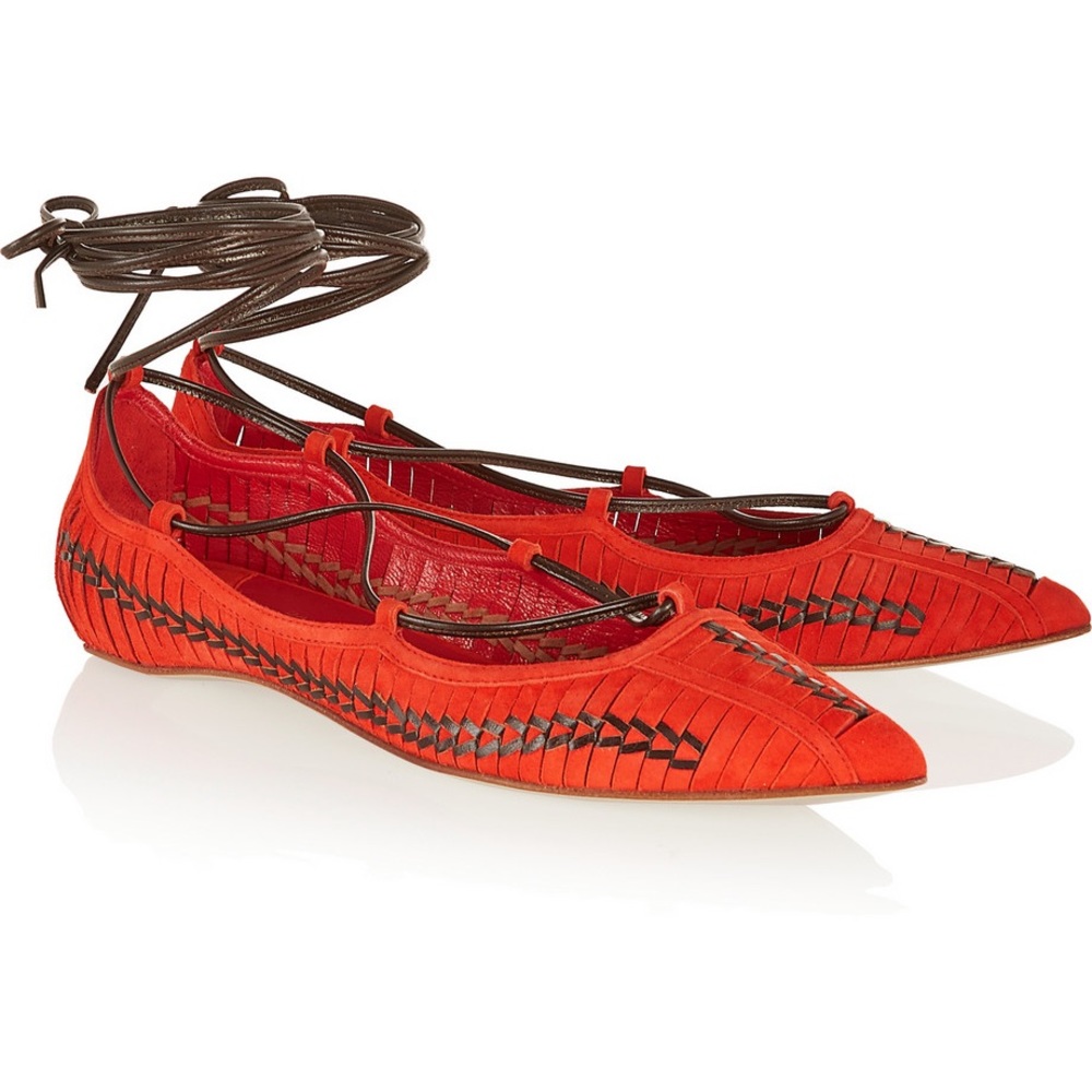 Daniele Michetti Lace-up Suede Braided Flats