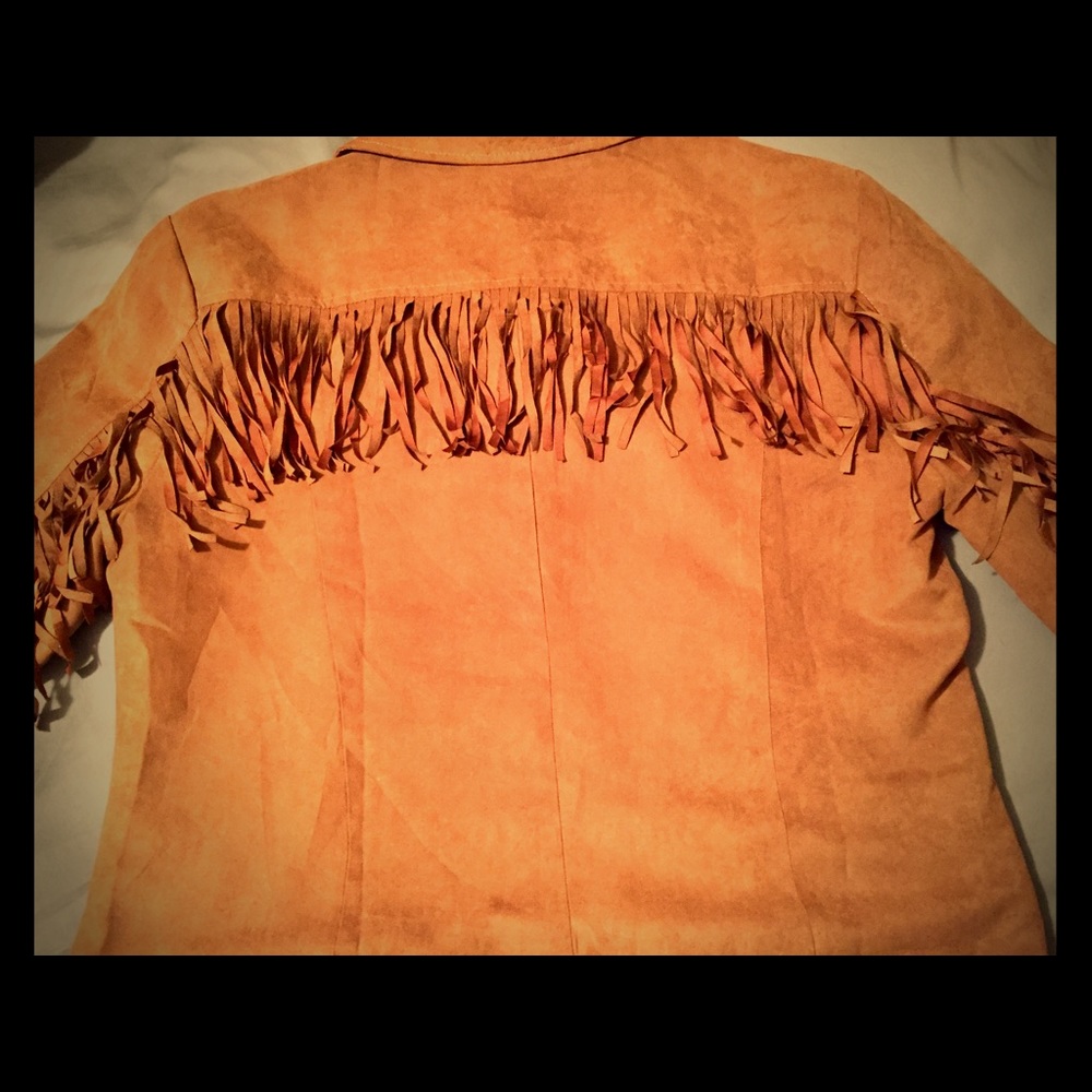Fringe sued jacket coat light weight pockets