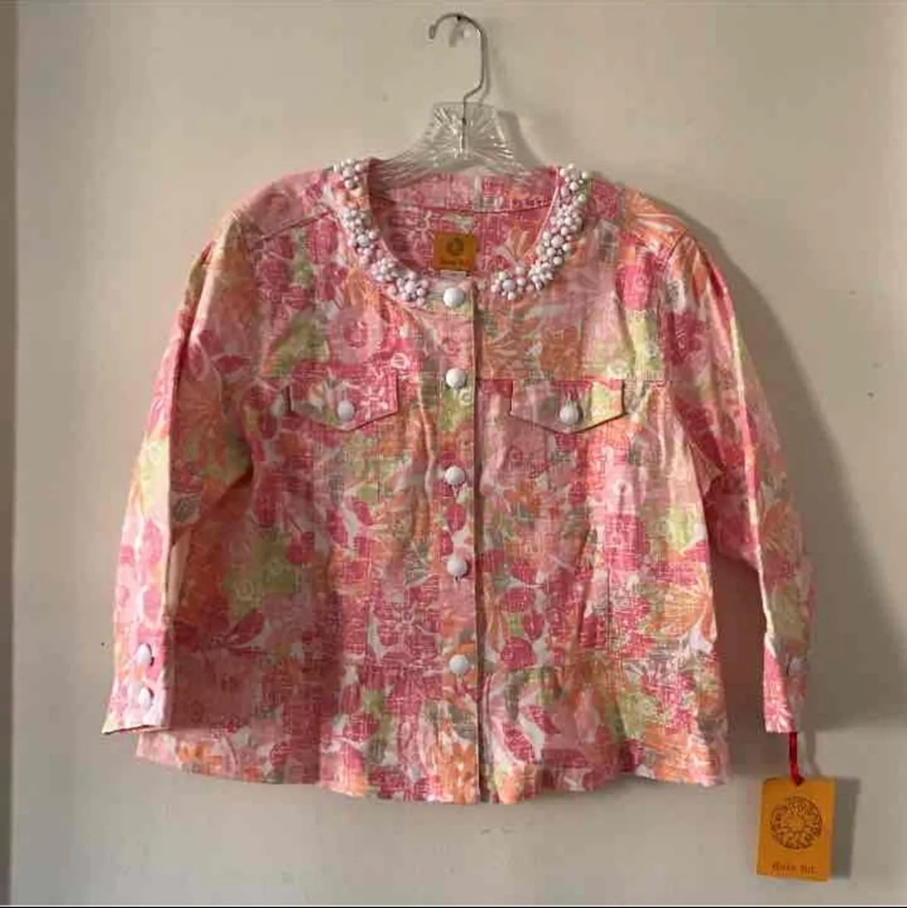 NWT Ruby Rd Floral Print Embellished Peplum Jacket - Picture 3 of 3