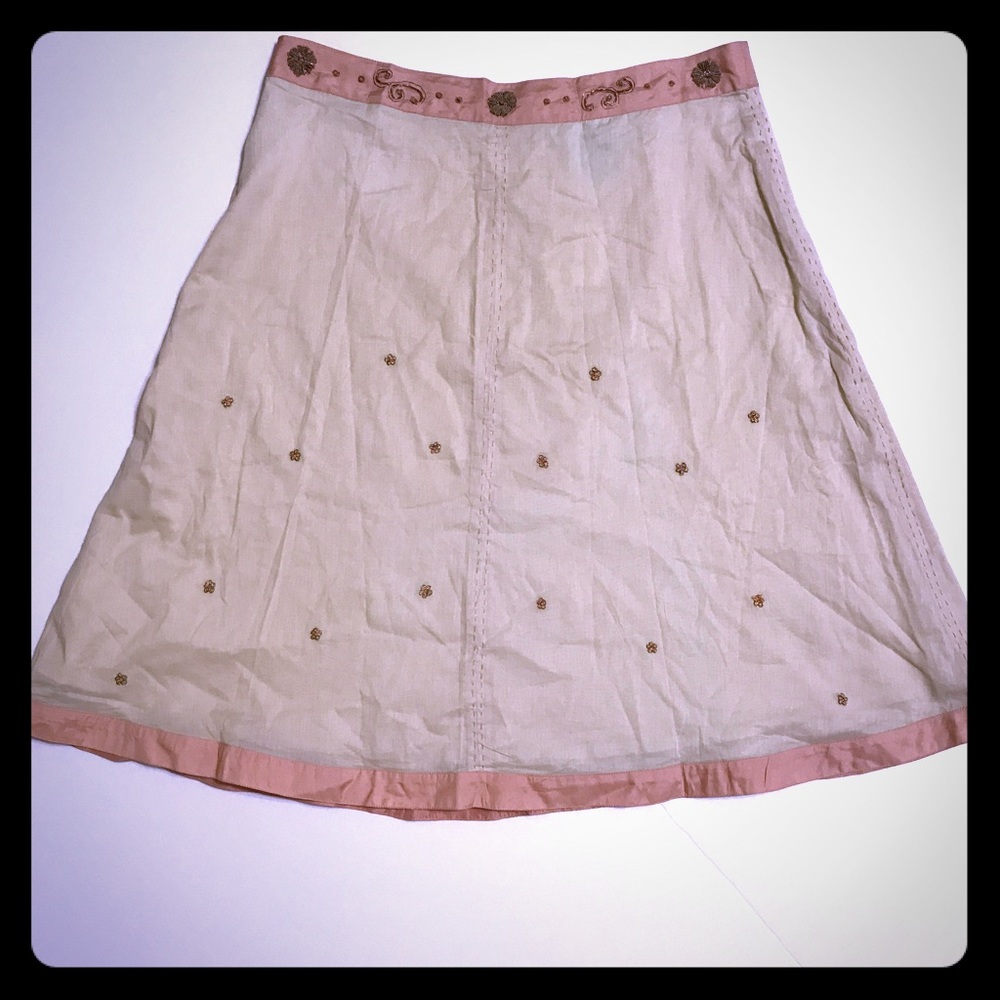 🎈ANTHRO Cream Embroidered Flare Skirt [SK-34]