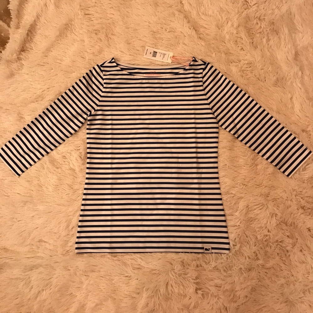 Brand new, just out of the box. Navy and white