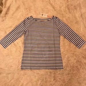 Brand new, just out of the box. Navy and white