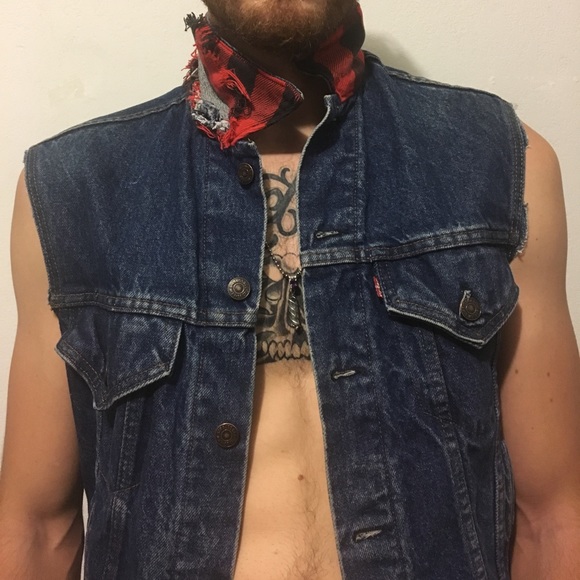 dark blue denim vest