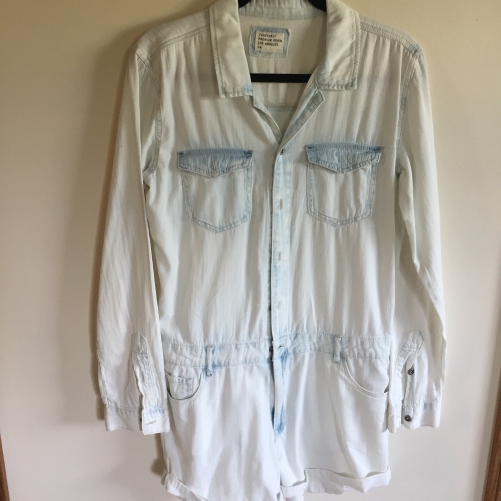 adorable jean button up romper/overalls