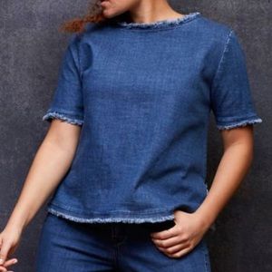 FRAYED DENIM TEE | LANE BRYANT