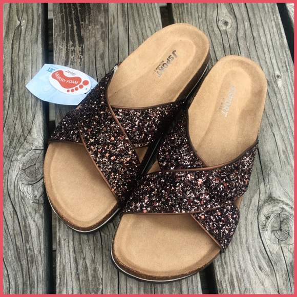 Jambu Brown/Pink Glitter Sport Slides! NEW! - Picture 2 of 7