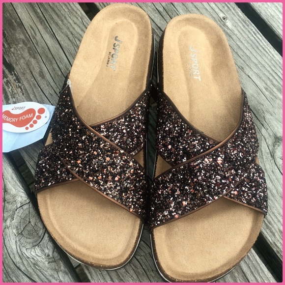 Jambu Brown/Pink Glitter Sport Slides! NEW! - Picture 3 of 7
