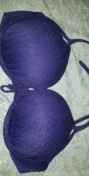 Blue Victoria's Secret Bathing Suit 36C Top Large - Picture 2 of 5