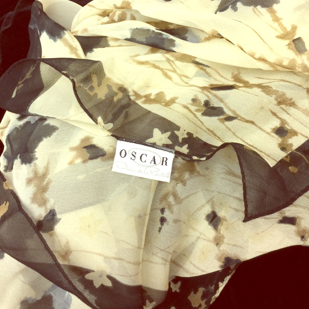 Sheer Silk Oscar de la Renta Scarf / Wrap 16 x 60