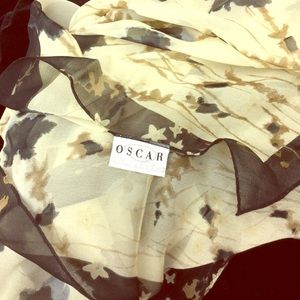 Sheer Silk Oscar de la Renta Scarf / Wrap 16 x 60