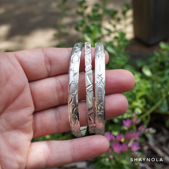 Jewelry - Sterling Silver Bangles with Pattern