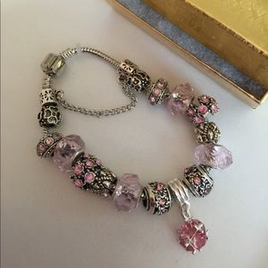 Pink Murano beads charms beautiful bracelet