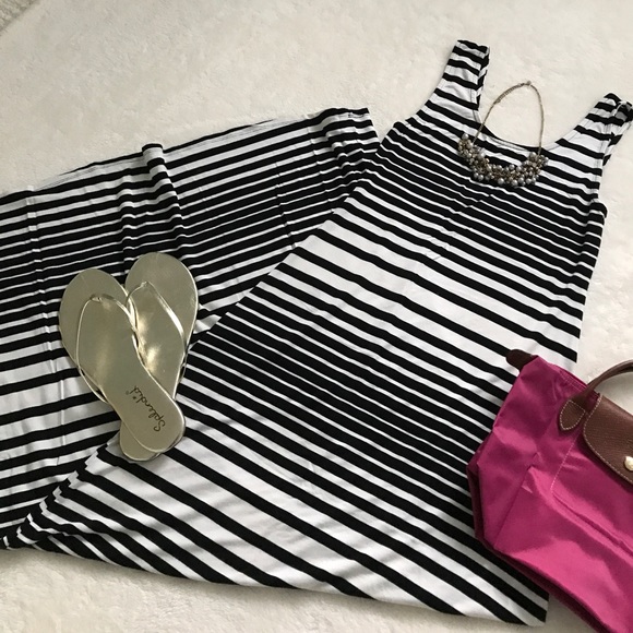 Merona black and white striped maxi dress - Picture 2 of 6