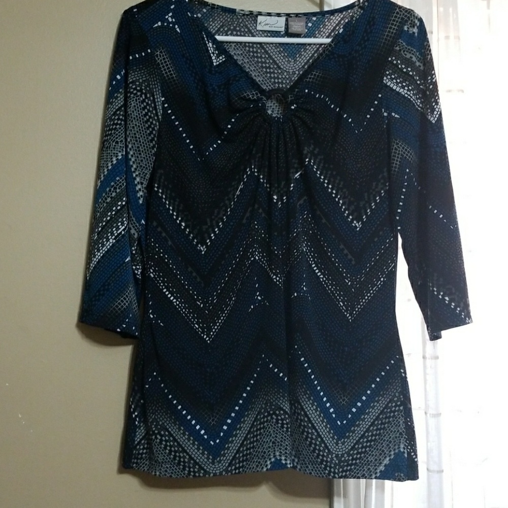 Casual Top (Blue, black, white, and gray)