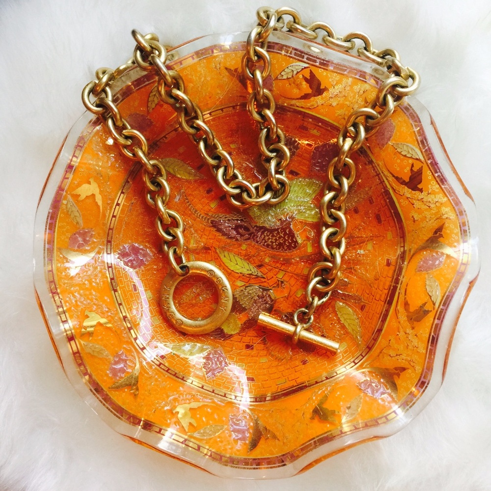 . {DKNY RUNWAY} Gold chain toggle necklace