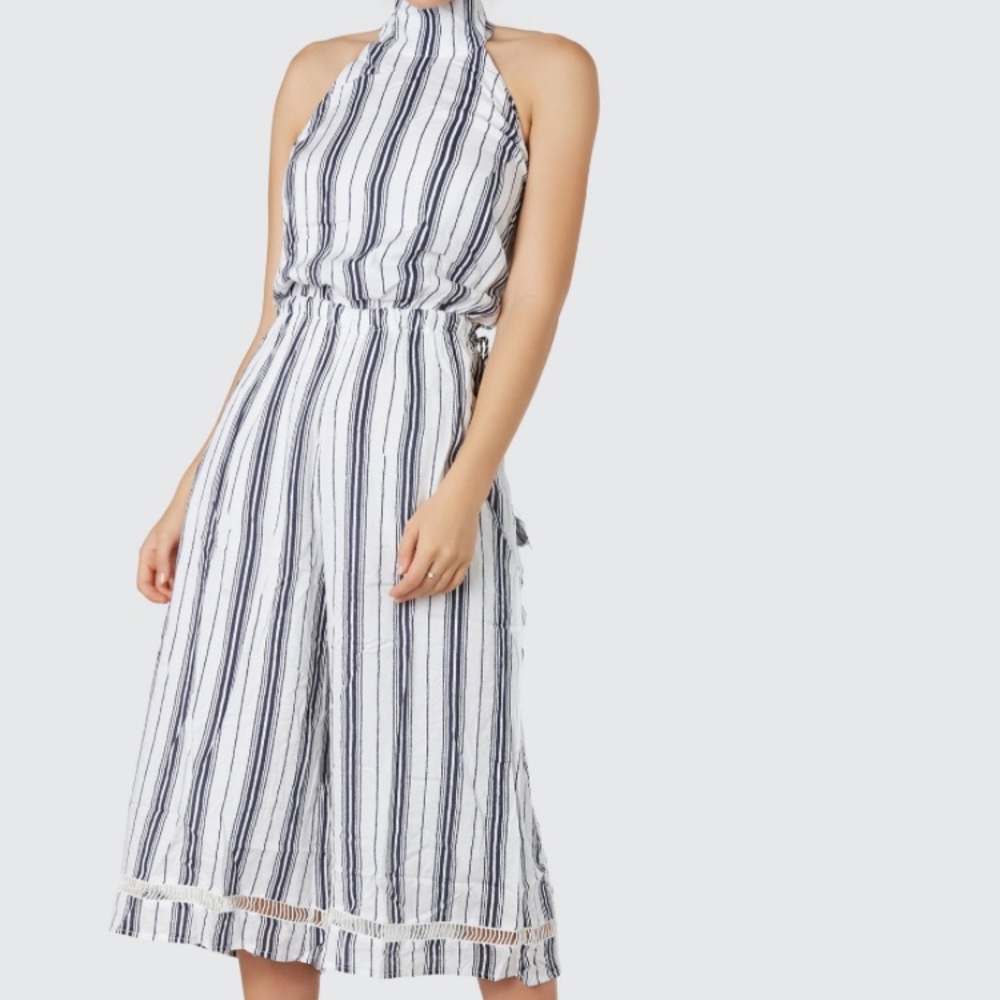 Stripped turtleneck jumpsuit