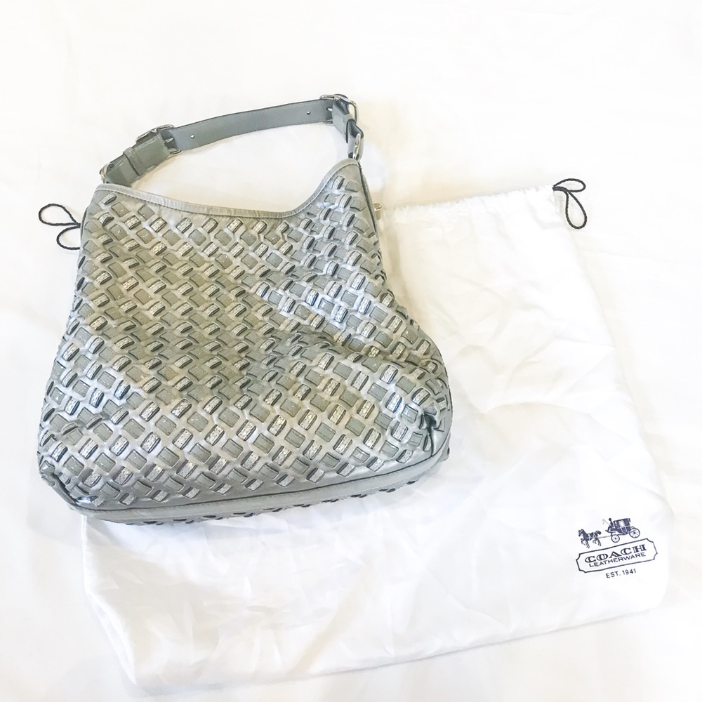 Coach Silver Woven Bag
