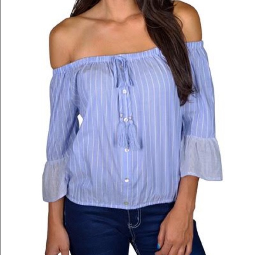 📦Blue Peasant Blouse