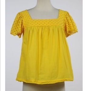 Michael Kors Yellow Eyelet Top