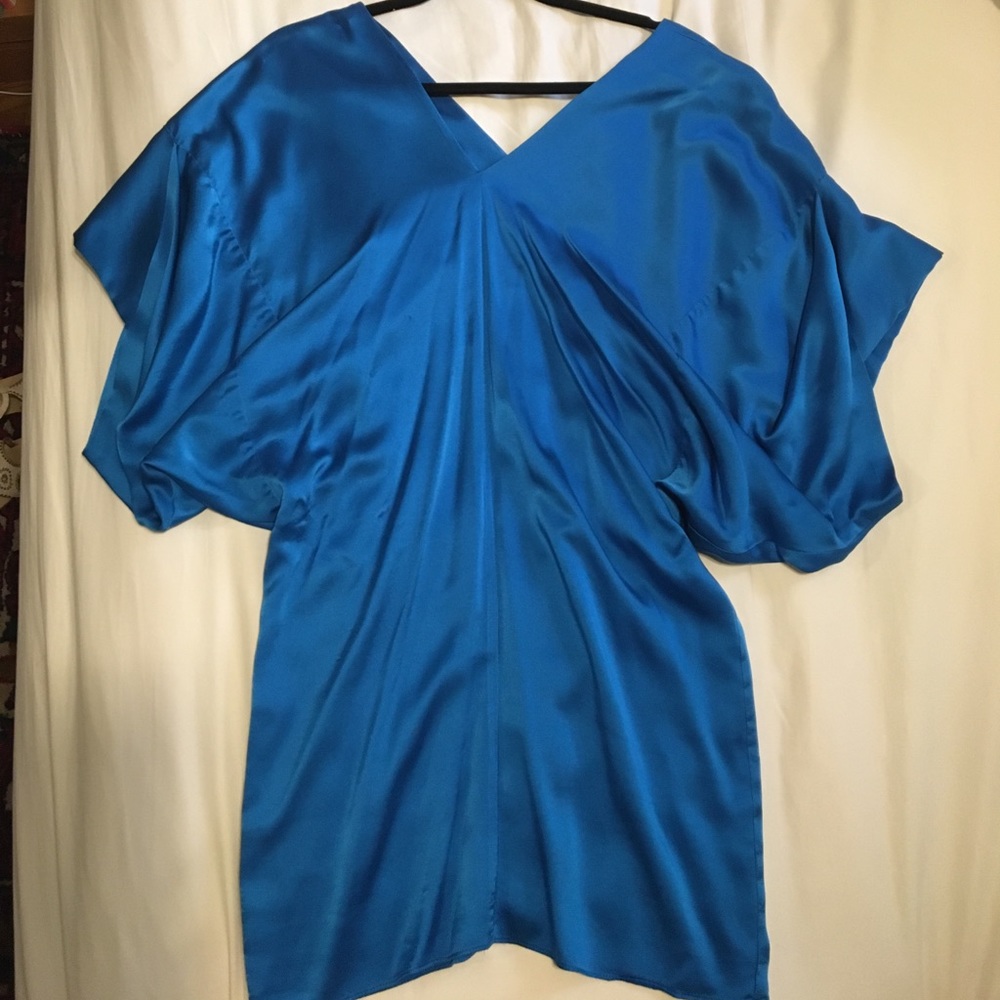 Blue silk dress