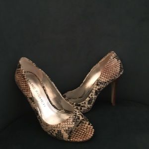Snakeskin Peep Toe Heels