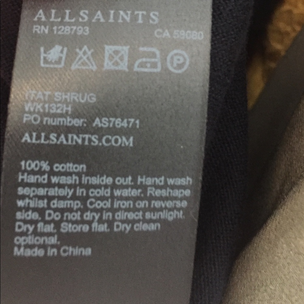 All Saints Cropped Itat Shrug in Ink Blue - Picture 5 of 5