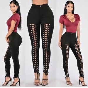 Fashion nova lace me up pant !