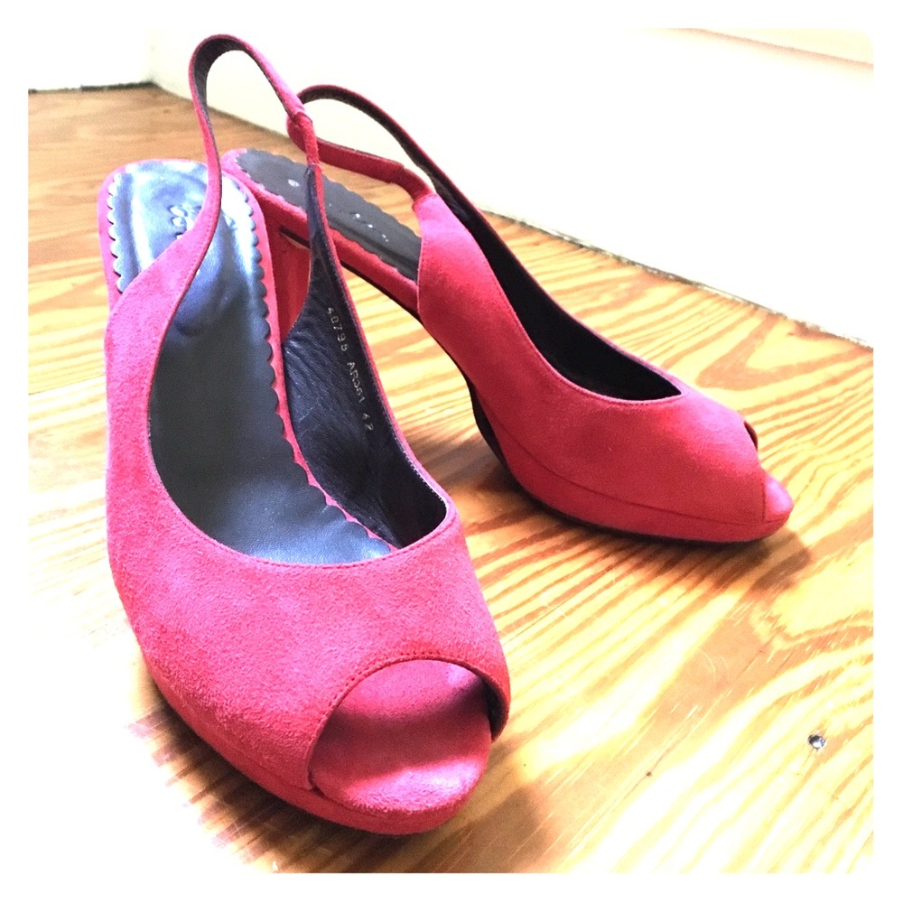 Boden size 42 (US10) bright red sling back pumps