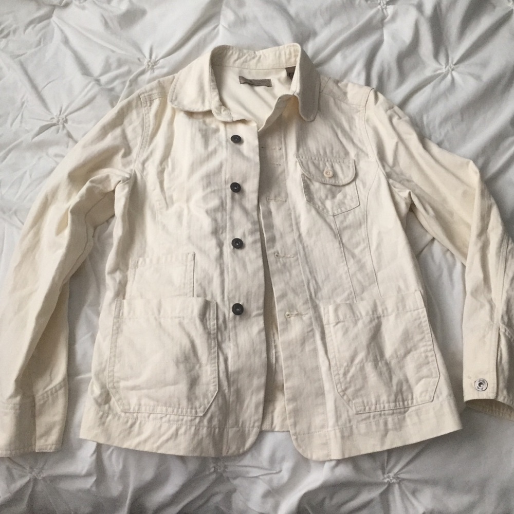 I.e. Relaxed Fit White 100% Cotton Button Jacket