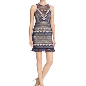 Aqua ruffle hem lace dress