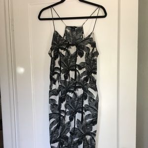 H&M B&W Palm Print Midi Dress