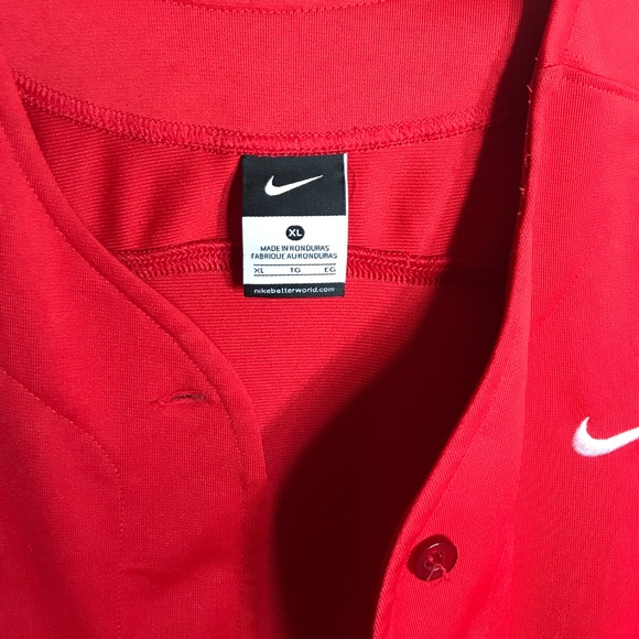 Red Nike Baseball Button Shirt - Picture 2 of 2
