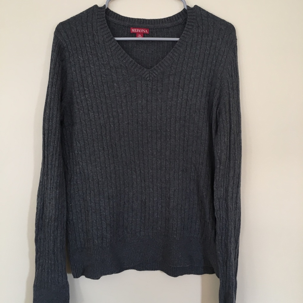 Gray Fitted Knit Sweater