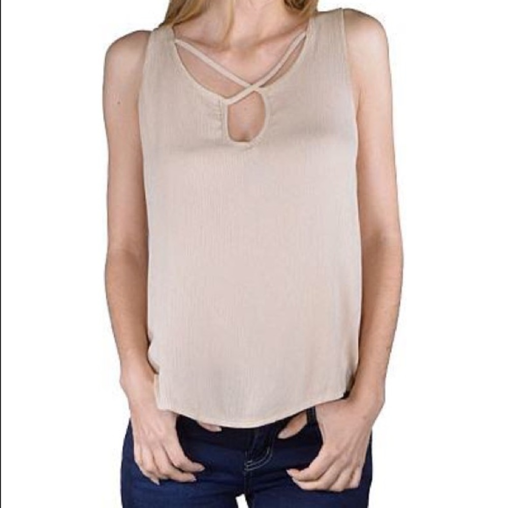 Beige sleeveless Blouse