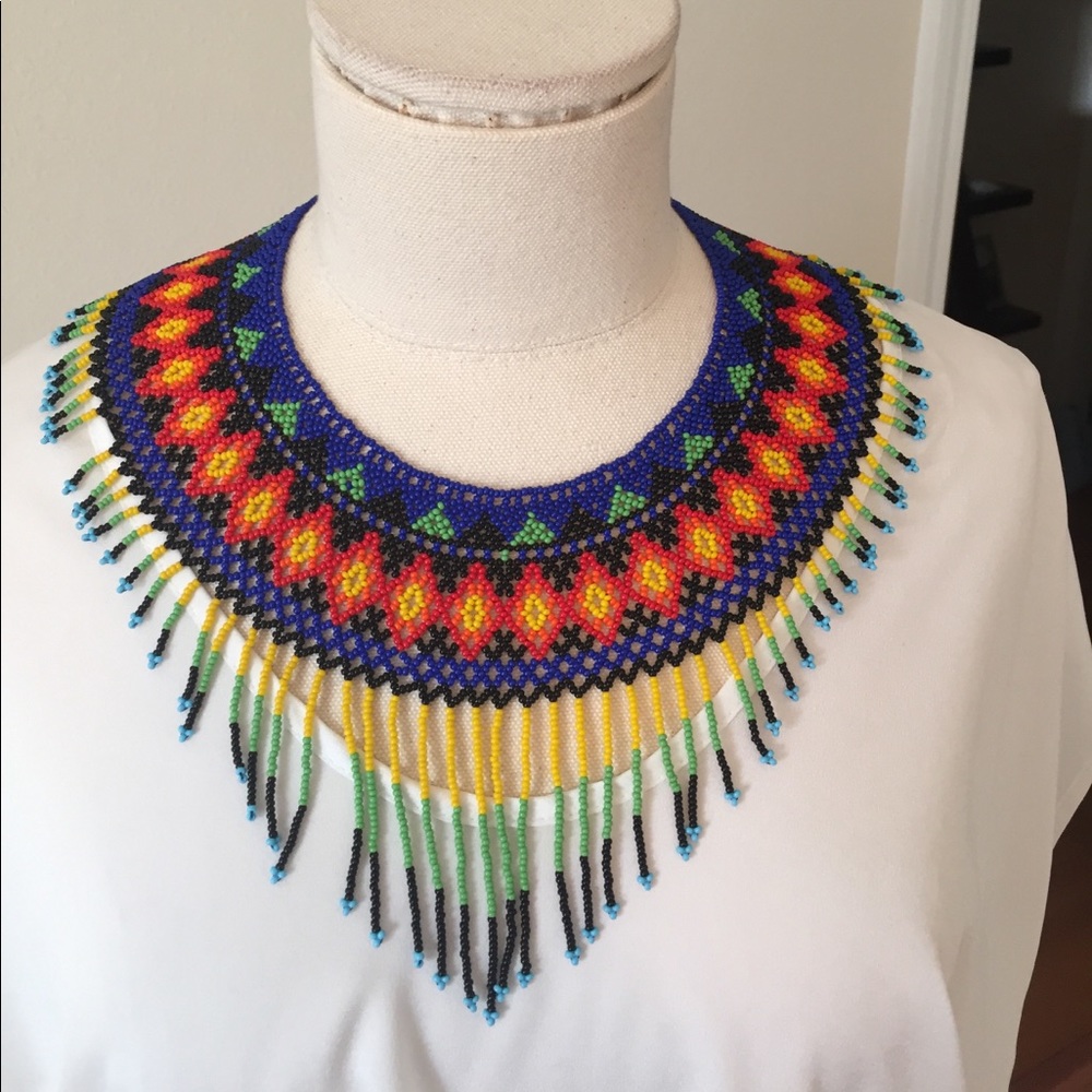 Handmade multi-colored beaded necklace