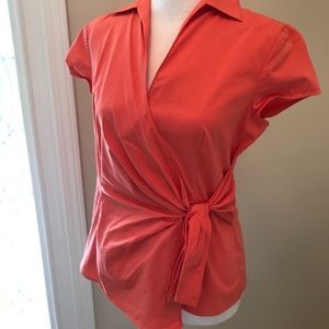 New York & Co Orange collared top with bow
