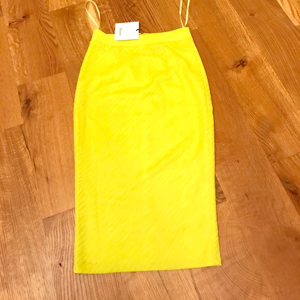 Bright Yellow textured pencil skirt by Lumier.