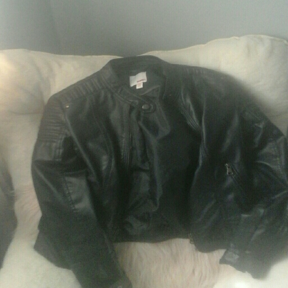 Navy blue leather jacket
