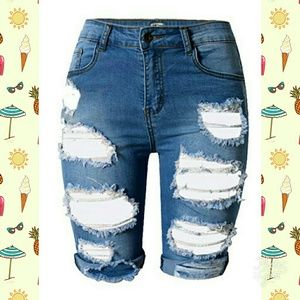 Denim Cut up shorts