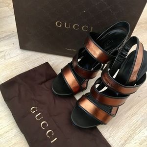 Black and Brown Gucci Stilettos