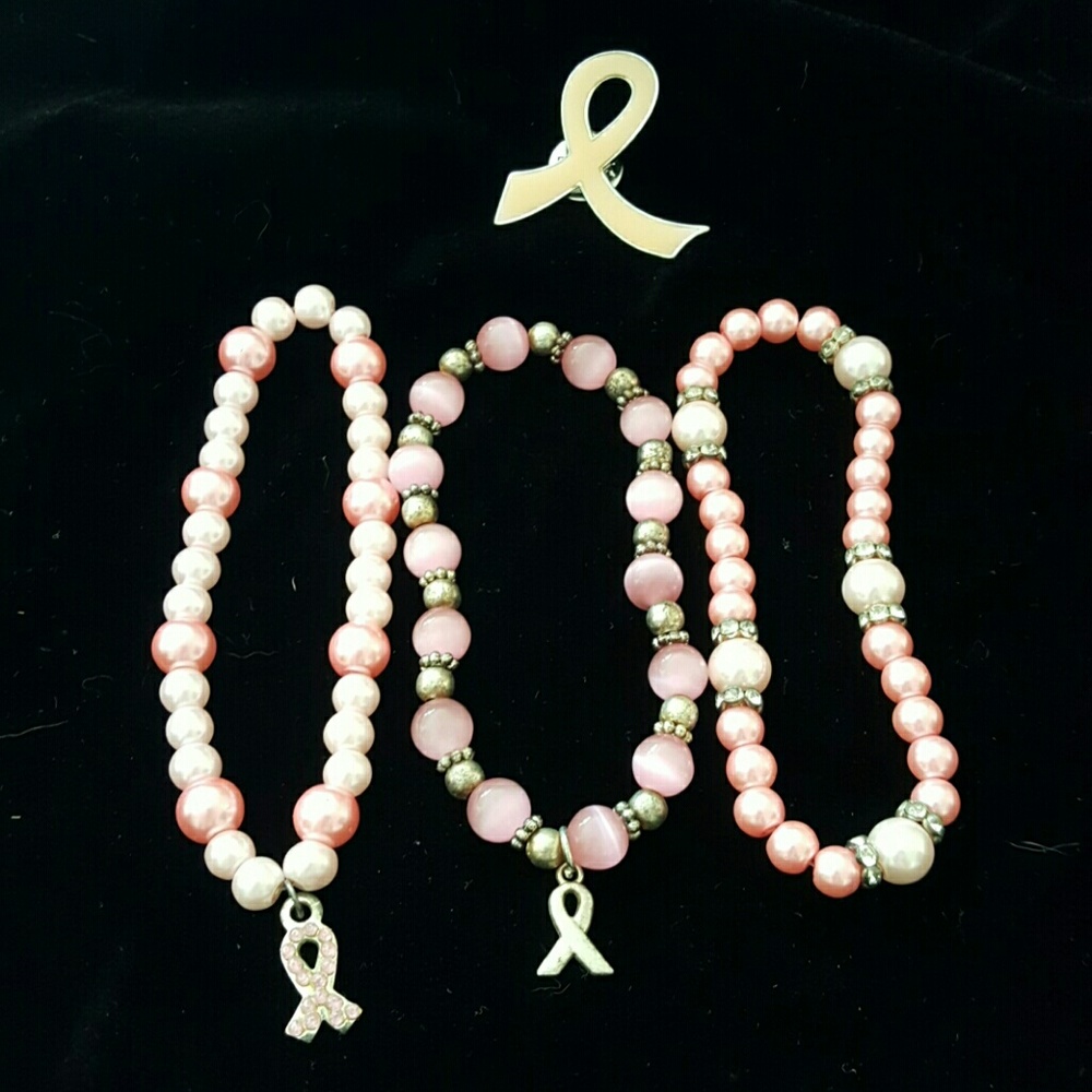 3 Pink Bracelets, Breast Cancer Awareness!